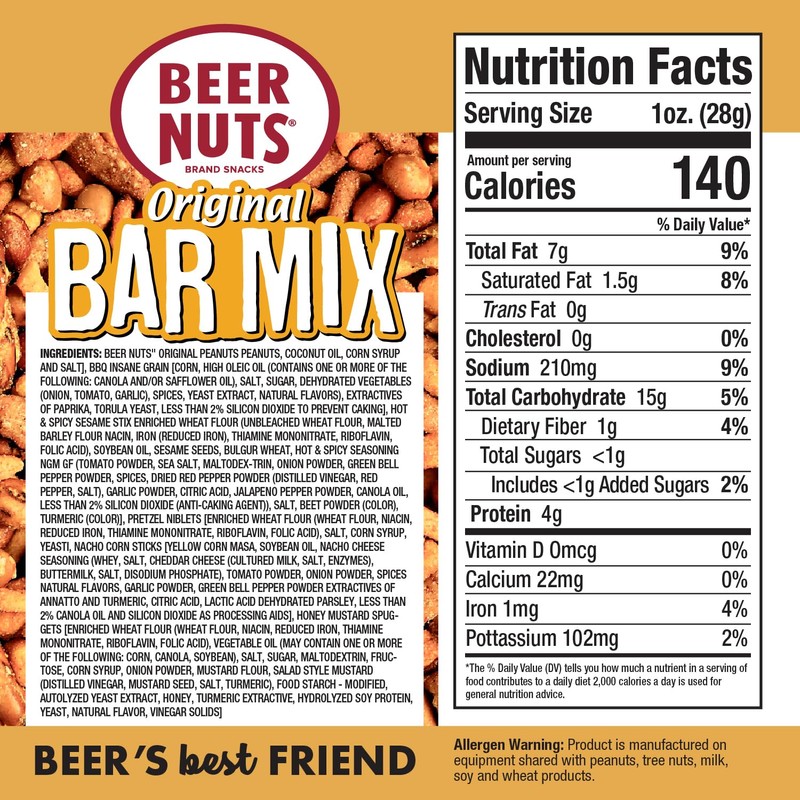 BEER NUTS Original Bar Mix - Pretzels, Cheese Stix, Sesame