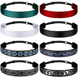 8 diademas elásticas para mujer, ajustables, antideslizantes, con forro de terciopelo, color sólido, bohemias, para deportes, yoga, trabajo, maquillaje, elegante diadema (estilo clásico)