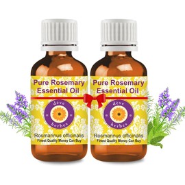 Deve Herbes Rosemary Essential Oil (Rosmarinus officinalis) for Healthy Hair Pure | Non-Sticky | Non-greasy | Lightweight | Men & Women | All Skin Types | Steam Distilled 15ml X 2(1oz)