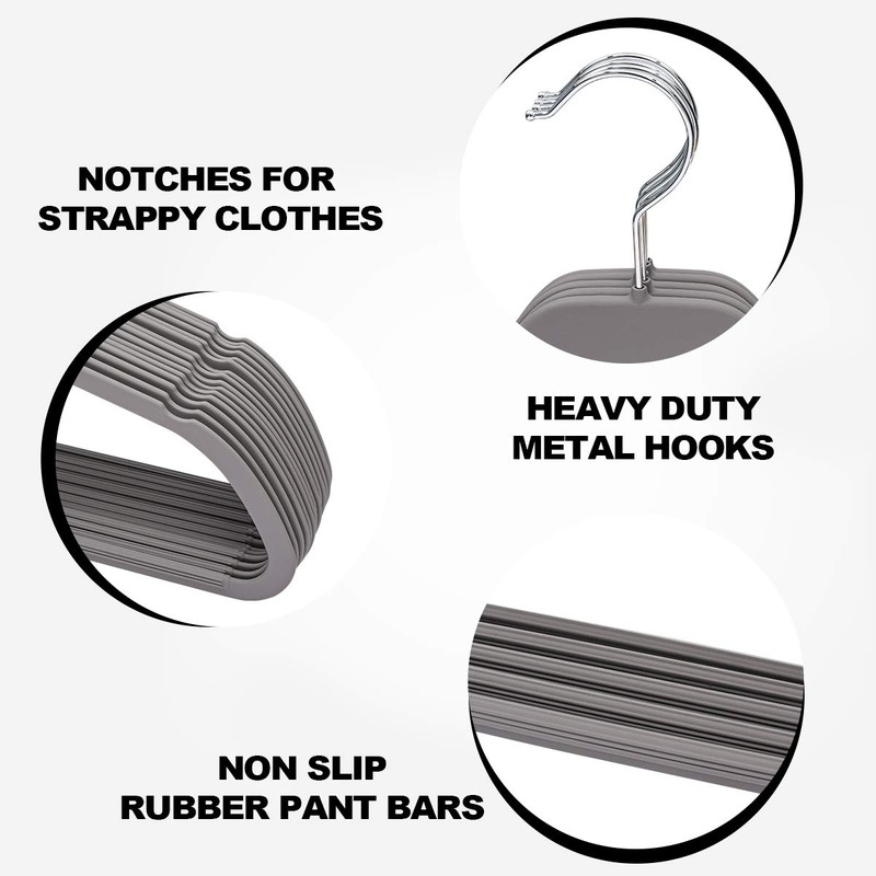 ELONG HOME 30 Pack Rubberized Hangers with Non-Slip Grip, Durable