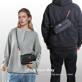 bagINBAG QIANPA Sling Bag for Men/Women, Lightweight Nylon Travel Essentials with Detachable Strap, Phone/Passport Pockets, Compact Fanny Pack Crossbody Shoulder Carry, Black