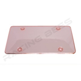 Racingbees Car Concave License Plate Cover Multi Color (1 Set of 2 Pcs, Pink)