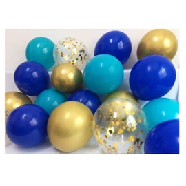 Turquoise Royal Blue Gold Balloons¨CConfetti Balloons for Baby Shower Boy Birthday Graduation Party Decorations D¨¦cor Supplies 12inch 50packs