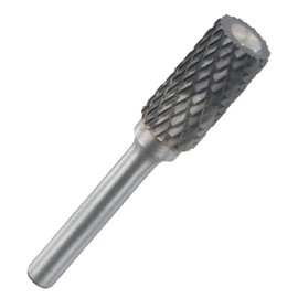 Carbide Burr with 1/4 Inch Shank, Double Cut Rotary File, Burr Diameter 12 mm Cylinder End Cut, Die for Steel Metal Processing, Polishing and Engraving (B)