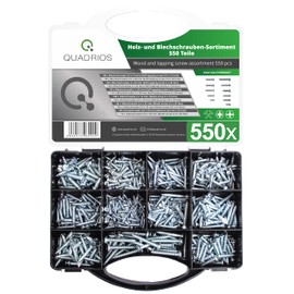 Wood and Sheet Metal Screws Assortment 550 Pieces Assorted Steel Screws Countersunk Screws Wood Screws Self Tapping Universal Screws - DIY, Crafts, Construction