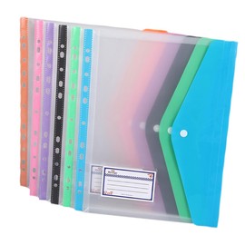 NUOBESTY 6pcs Binder Pockets with Snap Button Document Pouches for File Storage Office School Supplies Easy Access File Holders in Blue Black Green Pink Orange Purple