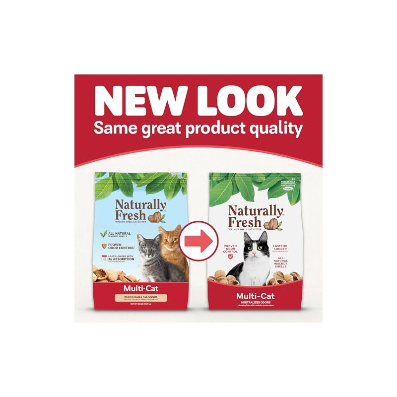 Naturally Fresh Cat Litter Made from Walnut Shells, Unscented, Multi-Cat,