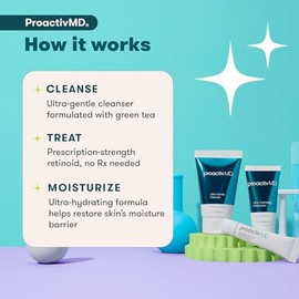 Proactiv MD Rutina de 3 pasos, Limpiador facial ultra suave, Tratamiento de gel de Adapaleno al 0.1%, Hidratante ultra humectante, Kit de tratamiento 