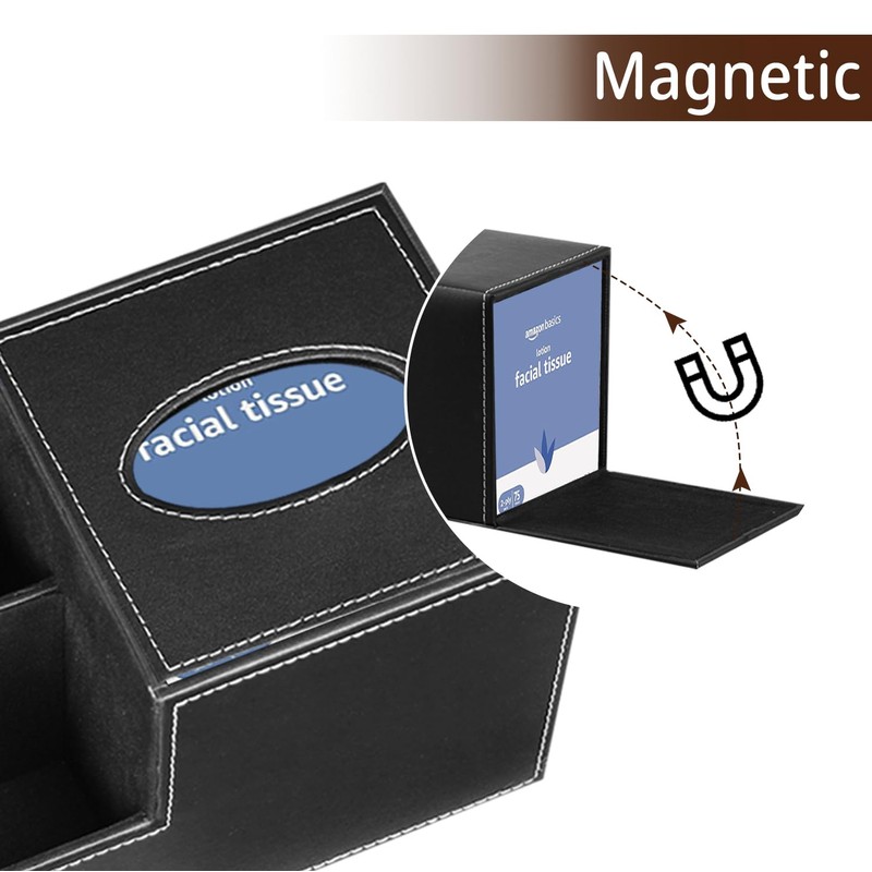 PU Leather Square Tissue Box Cover - Multi-Functional Tissue Box