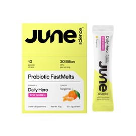 June Science Daily Hero for Women | Fast Melt Pre + Probiotic for Women - Tangerine Flavor, 30 Powder Sachets