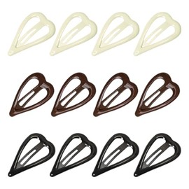 12 Pcs Heart Shaped Hair Barrettes Metal Snap Hair Clips Colored Hair Side Clips Mini Non Slip Hair Barrettes Small Flat Hair Clips for Women Girls