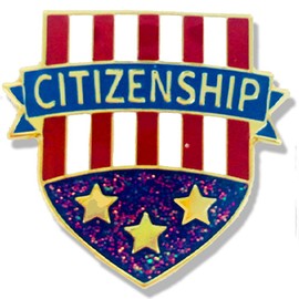 SHOP AWARDS AND GIFTS Citizenship Enamel Lapel Pins for Students Appreciation Reward School Teacher, Bulk Pack of 12, Poly Bagged, 1 x 3/4 Inch