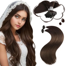 Moresoo U Tip Extensions Real Human Hair 22 Inch U Tip Hair Extensions Human Hair Keratin Tips Color #4 Chocolate Brown Pre Bonded Hair Extensions Nail Tips for Women 50s 50g