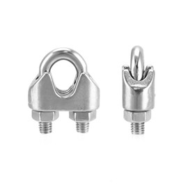 QWORK 5/16" Wire Rope Clamp Clip M8, 25 Pack Large U Bolt Saddle Guy Fastener, 304 Stainless Steel Fastener Cable Clamps, Connect 2 Layers of Wire to Form a Loop