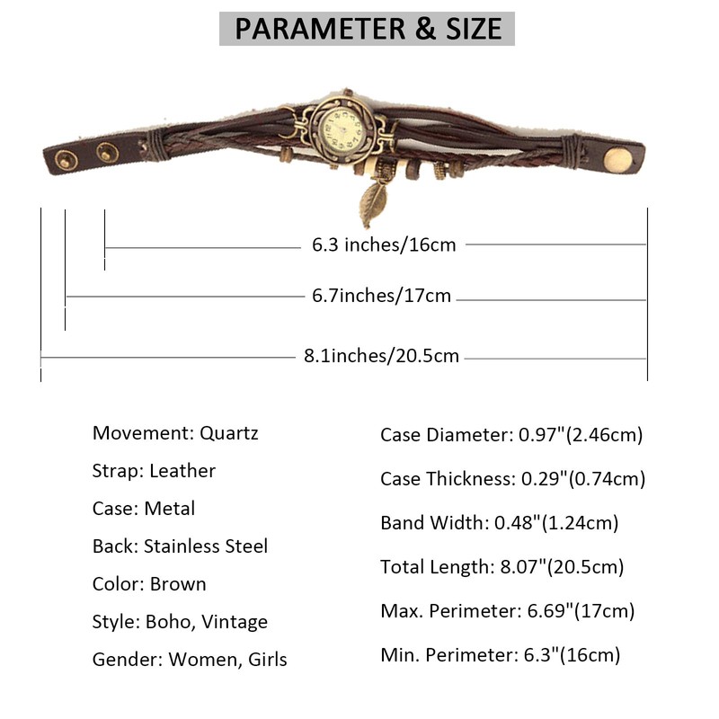 JewelryWe Women Quartz Bracelet Watch Fashion Weave Wrap Around Leather