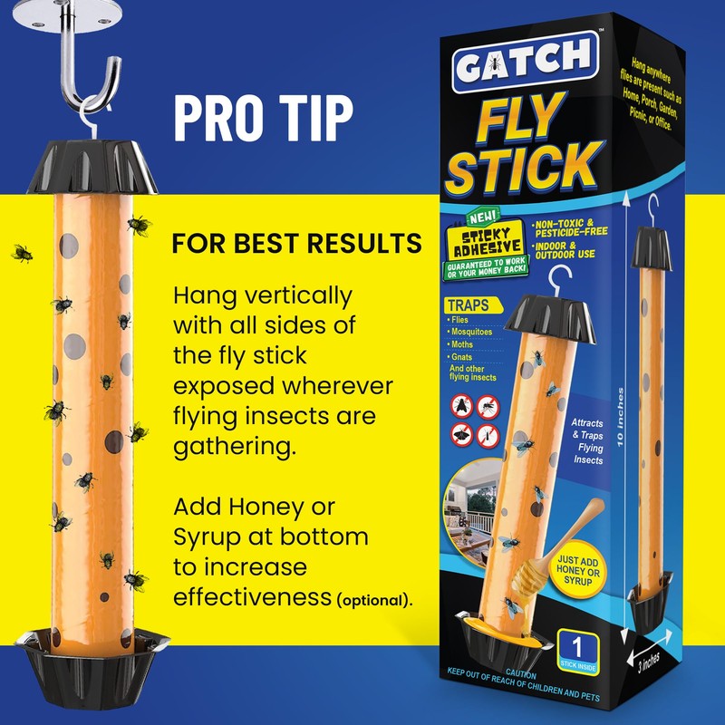 GATCH Fruit Fly Trap (4 Pack), Fly Stick for Mosquitoes,