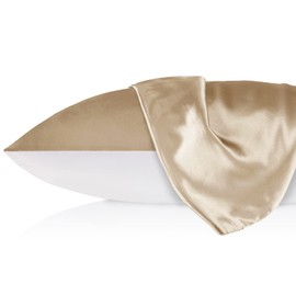 LILYSILK 19 Momme Silk Pillowcase Mulberry Silk Plain Cotton with Zip Hair and Skin Care Silk Cover for Pillow 1 Piece (Taupe Brown, 40 x 40 cm)