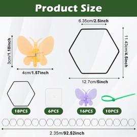 18 Pcs Metal Chain Trellis for Climbing Plants, Hexagonal DIY Climbing Plants Chain Trellis Set Garden Wall Trellis and Plant Vine Support with Hooks, Zip Ties, Plant Clips(Black,Colorful)