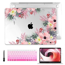 Laptop Case for MacBook Air 13 2020 2019 2018 with Touch ID & Retina Display Floral Series Hard Shell with Keyboard Cover Screen Protector for New Mac Air 13.3 inch A2337 A2179 A1932, Beautiful Floral