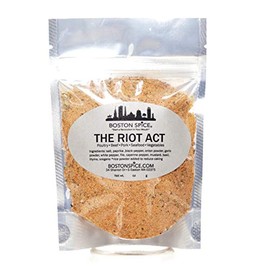 Boston Spice The Riot Act Gourmet Seasoning Blend Dry Rub Poultry Chicken Beef Meat Steak Seafood Fish Vegetables Smoked BBQ Grill Grilling Barbecue Camping Cookout Baked (Approx 1 Cup Of Spice)