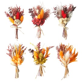 6 Bundles of Dried Flower Bouquets Mini Real Dried Flowers for Crafts Boho Dried Flower Bouquet Red Small Handmade Bouquet Dried DIY Dried Flowers Flower Decoration for Picture Frames