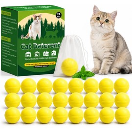 Cijoaui 24 Pcs Cat Deterrent Balls – Natural Peppermint Oil Formula for Indoor & Outdoor Use, Plant-Based Scent Balls for Yard, Garden, Patio, Furniture & Home