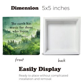 Dumyum Spring Home Decor Spring Decorations the Earth Has Music for Those Who Listen Wooden Sign Home Decor for Desk Table Shelf Wall 5 x 5 Inches