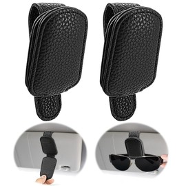 ZephyrCraft 2 Pack Groove Holder for Car Sun Visor, Magnetic Car Glasses Holder Clip, Sunglasses Holder for Car, Car Accessories Interior (Black)