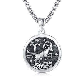 REDSUN Constellation Chain, Zodiac Necklace 925 Sterling Silver Constellation Pendant 12 Constellation Oxidised Necklace Jewellery for Women and Girls, Sterling Silver