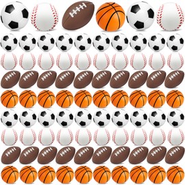 96 Pieces Sports Stress Balls for Kids Mini Footballs Ball, Soccer, Basketball, Baseball Foam Squeeze Stress Balls for Anxiety Relief Relaxation, Sport Party Favor Class Prize Birthday Pet Toys