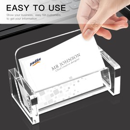 Padike Acrylic Business Card Holder Clear Business Card Stand,Premium Acrylic Clear Business Card Holder Desk Display