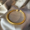 Eyixvan18k Yellow Gold Diamond Cut Elegant Flower Adjustable Cuff Bangle