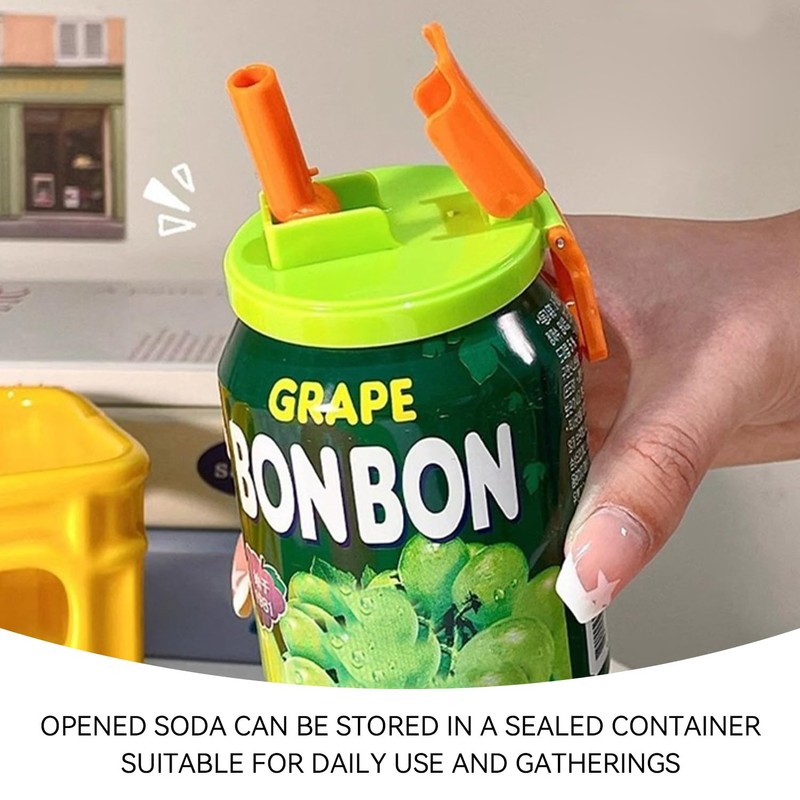 2-Piece Can Lid, 2-Piece Sealer, 4-Piece Plastic Straw, Reusable Dust