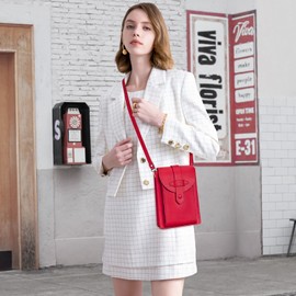 nuoku Small Crossbody Bags for Women with Elastic Band Mini Cellphone Purse Designer Phone Bag with Sponge (Deep Red)