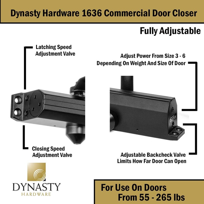 Dynasty Hardware Door Closer, Grade 1 Heavy Duty Commercial Hydraulic
