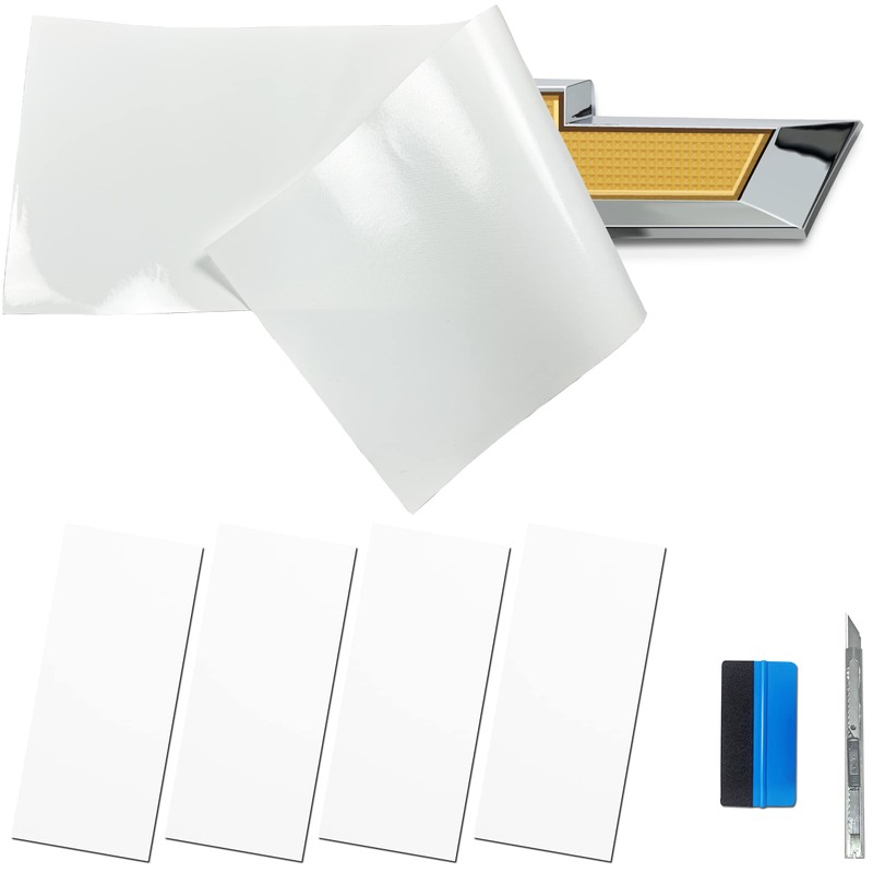 LZLRUN Gloss White Bowtie Logo Wrap Kit Cut-Your-Own Emblem Overlay