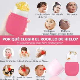 Shoonlo Ice Roller Facial, Molde de Hielo para la Cara y Ojos Reutilizable, Rodillo de Hielo Facial para Mejora La Piel Opaca/Piel Firme/Elimina la Hinchazón de Los Ojos/Elimina Las Ojeras (Rosa)