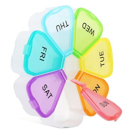 Pillenbox 7 Tage, Tablettenboxen Tablettenbox 7 Tage Klein, Pillendose 7 Tage Tablettenb, Tablettenbox für Eine Woche, Medikamentenbox, Tabletten Box Tablettendose für Unterwegs Rund