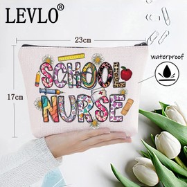 LEVLO School Nurse Cosmetic Bag Graduation Gift For Nurse School Student Nurse Make Up Zipper Pouch Bag School Nurse Appreciation Gift, School Nurse, Cosmetic Bag