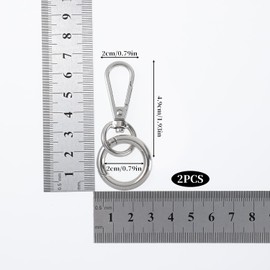 Pack of 2 Key Chain Carabiner Metal Carabiner Keychain with Key Ring Silver Carabiner Hook Key Chain Clip for Men Women Daily Accessories Camping Hiking Accessories