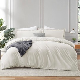 Hearth & Harbor Twin Duvet Cover Set - Soft Off White Duvet Cover Twin, Double Brushed Twin/Twin XL Duvet Cover 2 Piece with Button Closure, 1 Twin Size Duvet Cover 68x90 inches and 1 Pillow Sham