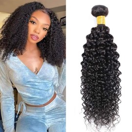 12A Curly Human Hair Bundles 100% Unprocessed Kinky Curly Bundles Human Hair Soft And Thick Can Be Dyed Curly Wave Bundles Natural Black Color 95-100g/bundle 14 Inch