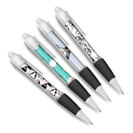 DV DESIGN Set of 4 Penguin Black Ballpoint Pens - Emperor Animal Winter Pattern Cartoon Themed Boys Girls Men Women Pen #79616