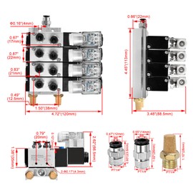 Heschen Electrical Pneumatic 4 Solenoid Valve 4V210-08 AC220V PT1/4 5 Way 2 Position Manifold Base Muffler Quick Fittings Set