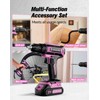 Pink Cordless Drill Set, 20V Max PowerDrill for Women, Lightweight