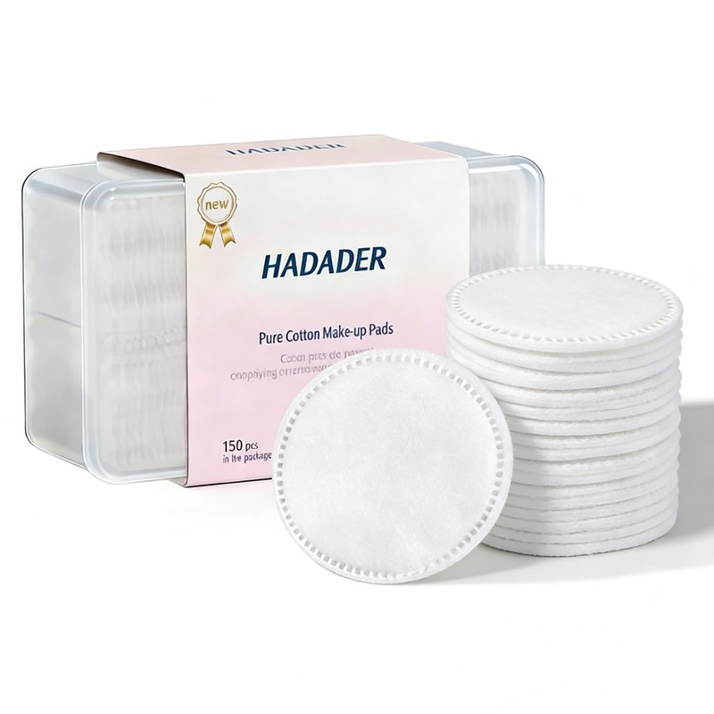 Cotton Rounds 150 almohadillas desmaquillantes en caja, hipoalergénicas, sin pelusas,