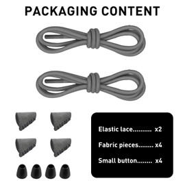 UamGlsob Elastic Shoelaces for Shoes, No Tie Bungee Stretchy Shoe Laces, Stretch Replacement Strings kit (Grey, 18"/45cm)