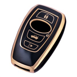 TANGSEN Key Fob Cover Soft TPU Full Protection Key case Compatible with Ascent BRZ Crosstrek Forester Impreza Legacy Outback WRX STI 4 Button Remote Control Key Protector (Black)