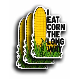 I Eat Corn The Long Way Sticker/Vinyl Decal – Funny Corn on The Cob Sticker