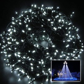 SHATCHI 750 LEDs Fairy String Lights Cool White Indoor/Outdoor Christmas Tree/Home/Party/Wedding/Garden Decorations Green Cable 8 Modes Mains Powered Memory Auto Timer
